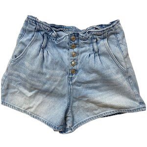 American Eagle Women's Moms Y2K Jean Shorts 10 Light Wash Button Fly